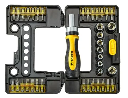 Topex Schraubendreherbits und Griffbits 38-tlg. (39D344) - Schraubenzieher Set mit 38 Teilen, ideal für vielseitige Anwendungen und präzises Arbeiten in Haushalt und Werkstatt.