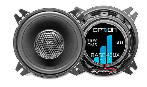 Option BASE-100X 10cm Auto Lautsprecher 2-Wege Koaxial-System – 3 Ohm, 40W RMS, 87dB – Koax Lautsprecher für klaren Sound im Auto – 1 Paar