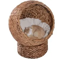 PawHut Katzenhöhle Wasserhyazinthe, Metalldraht - Katzenschlafplätze, stilvolle und sichere Rückzugsmöglichkeit für Ihre Katze aus natürlicher Wasserhyazinthe, fördert das Wohlbefinden und die Entspannung.