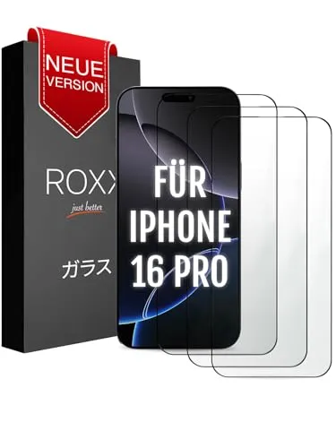 Produktbild ROXX NEO Japanisches 9H 3D Schutzglas (3 Stück) für iPhone 16 Pro