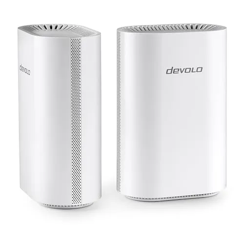 DEVOLO WiFi 7 Mesh BE6500 2-Pack - Hochgeschwindigkeits WLAN-Mesh-System - Erleben Sie blitzschnelles WLAN mit bis zu 6500 Mbit/s. Dieses 2-Pack bietet optimale Abdeckung und einfache Installation für Ihr Zuhause oder Büro.