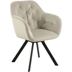 AC Design Furniture Kerstin Carver Esszimmerstuhl - Eleganter Esszimmerstuhl aus Sandfarbigen Stoff und Metall, mit automatischer Rückstellung und einfacher Pflege für ein stilvolles Ambiente.