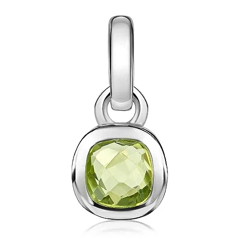 Materia Damen Anhänger Silber 925 mit Peridot - Eleganter quadratischer Peridot Anhänger aus 925 Sterling Silber, ideal als Geschenk. Der facettierte Stein in Grün verleiht jedem Outfit einen Hauch von Luxus.