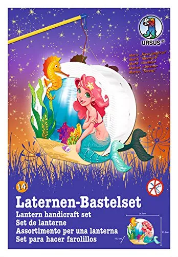 Ursus 18710014F - Laternen Bastelset Easy Line, Meerjungfrau, ca. 21, 8 x 21 x 10, 3 cm, Set zum Basteln einer Laterne, inklusive Schritt für Schritt Anleitung, ideal für den nächsten Laternenlauf