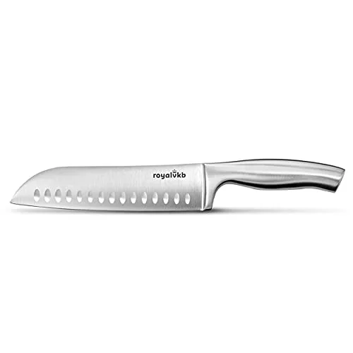 royalvkb KN0417 Santokumesser, 18 cm Klinge, Edelstahl, ergonomischer Griff, spülmaschinenfest, perfekt zum Schneiden, Würfeln und Hacken