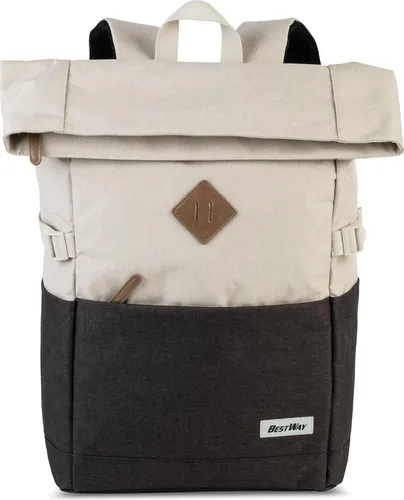 BestWay Campus Style Rucksack: Natur/Graubraun mit Laptopfach - Vielseitiger Rucksack mit gepolstertem Laptopfach für Geräte bis 15,6 Zoll. Ideal für DIN A4-Ordner, mit komfortablen, verstellbaren Schultergurten und praktischem Innenlayout für täglichen Einsatz.