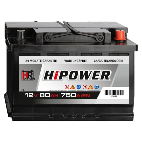 HR HiPower 80Ah Autobatterie 12V 750A ersetzt 70 75 77 85 88 90 95 100Ah