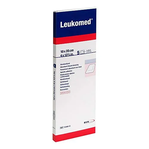 Leukomed Steriler Wundverband 35 cm x 10 cm - 5 Stück - Sterilpflaster mit hohem Absorptionsvermögen und flexibler Anpassung an konturierte Körperstellen. Ideal für postoperative Wunden und Verletzungen.