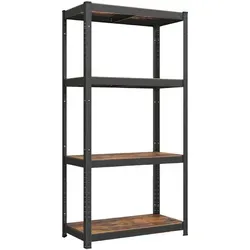 SONGMICS Regal, 40 x 80 x 160 cm, 520 kg Tragfähigkeit (130 kg pro Brett), Industrie, Einstellbare Lagerregale, für Wohnzimmer, Küche, Garage, rustikales Braun und Schwarz GLR044B11