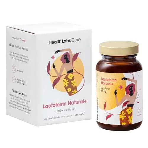 Health Labs Care Lactoferrin Natural+ 150 mg Lactoferrin pro Kapsel - Darm Unterstützung - Für Eisenaufnahme & Immunsystem, 30 Kapseln