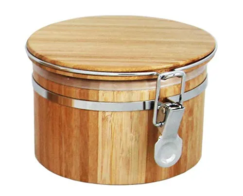 rukauf 0,5 Liter Bambus-Holz Vorrats-Dose aromadicht Bügelverschluss Vorratsbehälter Frischhalte-Behälter Aufbewahrungs-Box Kaffeedose