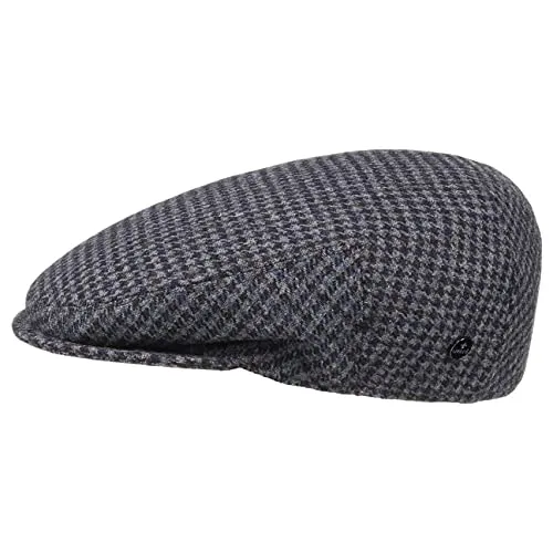 LIERYS Britain Hahnentritt Flatcap Herren - Schirmmütze aus Wolle, Made in Italy, mit warmem Innenfutter und stylischem Hahnentrittmuster – ideal für Herbst und Winter.