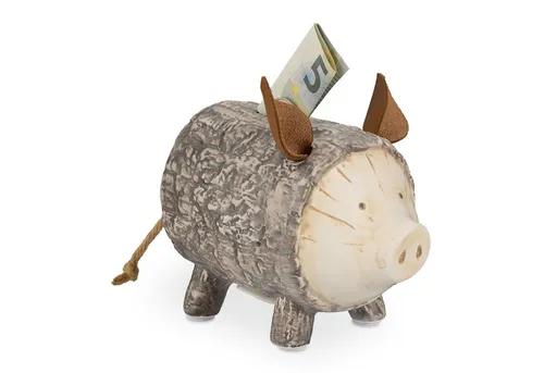 relaxdays Spardose 2x Sparschwein Baumrinde