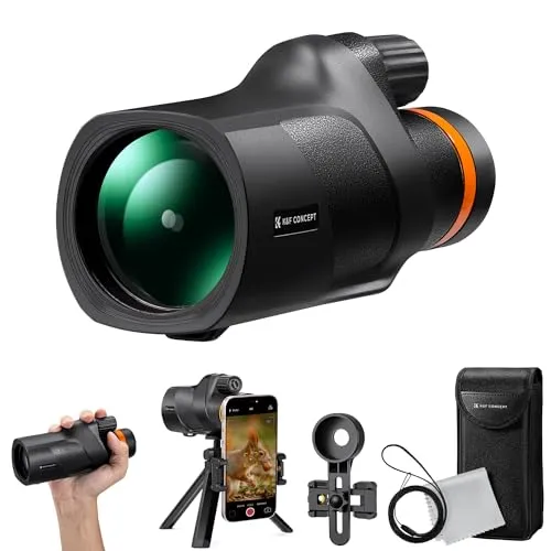 K&F Concept 12x50 HD Monokular Teleskop Handy Fernrohr | mit Arca-Schnittstelle mit Telefonclip und Stativ für Vogelbeobachtung, Jagen, Wandern, Konzert