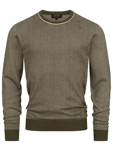 Indicode Herren INPallboy Feinstrickpullover aus 100% Baumwolle | Strickpullover für Männer Army, XXL