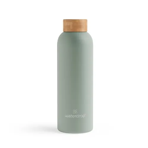 waterdrop® Edelstahl Trinkflasche 600ml - auslaufsichere Trinkflasche Kohlensäure geeignet & BPA frei - doppelwandige Thermosflasche für heiße & kalte Getränke - ideal für unterwegs, Büro & Fitness
