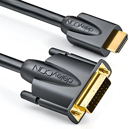 deleyCON 5m HDMI zu DVI Kabel - HDMI Stecker zu DVI Stecker 24+1-1080p FULL HD HDTV 1920x1080 - vergoldete Kontakte - TV Beamer PC - Schwarz