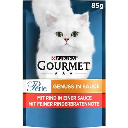Gourmet Perle Genuss in Sauce Katzenfutter nass, mit Rind, 26er Pack (26 x 85g)