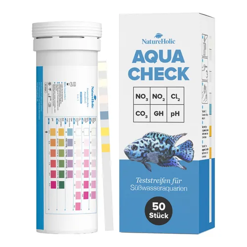 NatureHolic Aqua Check 6-in-1 Aquarium Wassertest Teststreifen Aquarium 50 Stück