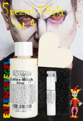 Eulenspiegel Spezial-Effekt Set 4 mit Latex-Milch 50 ml, Mastix-Sensitiv 2 ml
