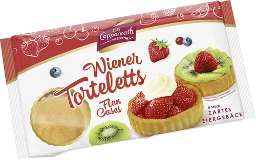 Coppenrath Wiener Torteletts - Zartes Eiergebäck, ideal für süße Snacks und Kaffeepausen. Perfekt zum Teilen oder Genießen im kleinen Kreis. Kühl und trocken lagern für besten Genuss.