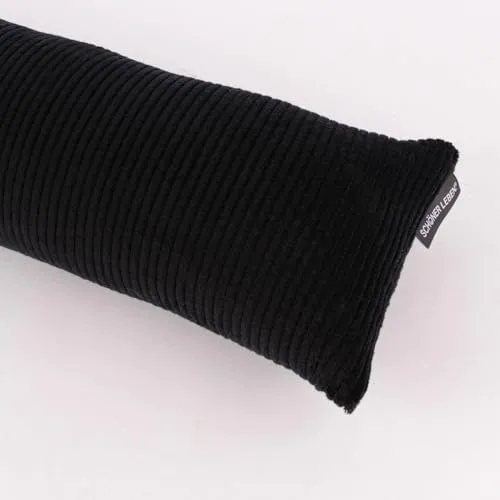 SCHÖNER LEBEN Zugluftstopper Cord Baumwolle schwarz 80cm - Hält kalte Luft effektiv draußen und sorgt für ein warmes Zuhause. Handgefertigt aus 100% Baumwollcord, passt er perfekt zu jedem Einrichtungsstil und ist waschmaschinengeeignet.
