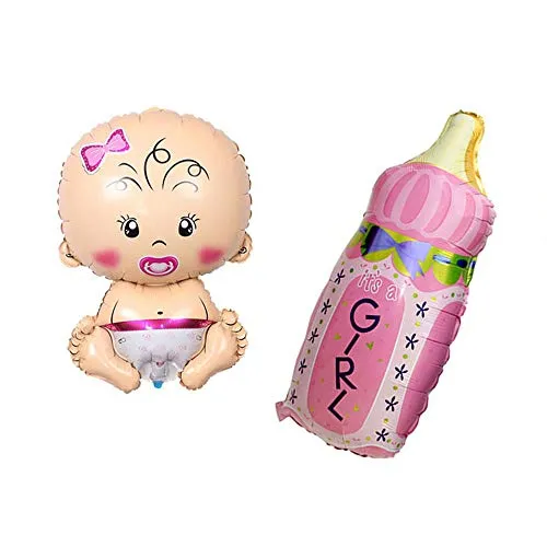Huture 2 Stück Baby Formballon Baby Mädchen Folienballon Fläschchen It's a Girl Rosa Gender Reveal Ballon Baby Luftballons Taufe Dusche Deko Mylar Ballons Willkommen Babyshower Geburt Party Dekoration