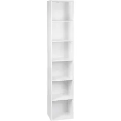 WOLTU Bücherregal mit 6 Fächern – Freistehendes Standregal - Bücherregal aus Holzwerkstoff mit 6 Fächern, ideal für Ordnung in Wohn- und Büroräumen. Wasserabweisend und mit Kippsicherung für extra Sicherheit.