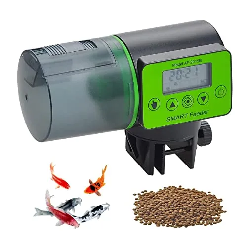 Podazz Futterautomat Aquarium, Fischfutterspender mit Timer Futterspender für Aquarien, 200ML Groß Kapazität Fischfutter Feeder für Aquarium Fischtank, Batteriebetrieben Einstellbare Portionsgrößen