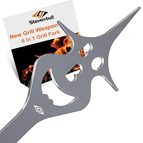 in 1 Grill Zubehör-35cm Fleischgabel, Eingebaute Grillbesteck-Set-Funktio, Holzkohlegrill und Gasgrill Zubehör, Küchenhelfer,Multifunktion Grillbesteck, Grillzubehör Männer Geschenk 6