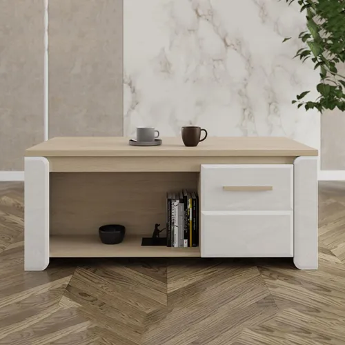 Niella Couchtisch 120x55x50 cm in Eiche Braun mit Füßen
