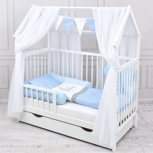 Baby-Delux Hausbett Kinderbett 60x120 cm mit Beißschienen und Schublade