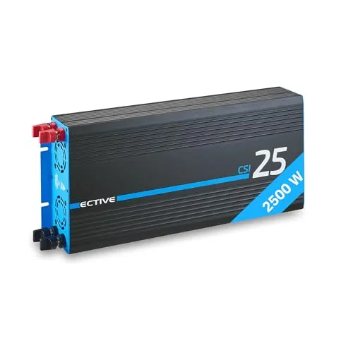 ECTIVE - Wechselrichter 12V auf 230V CSI 25-2500W Reine Sinuswelle - Offgrid-Spannungswandler DC/AC Strom mit USB, Überlast- & Überhitzungsschutz, NSV & USV Funktion und Batterieladefunktion bis 20A