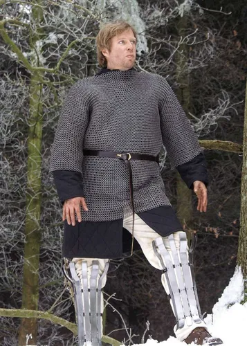 Ulfberth Ritter-Kostüm Kettenhemd Haubergeon, 8mm Flachring, vernietet/gestanzt XL