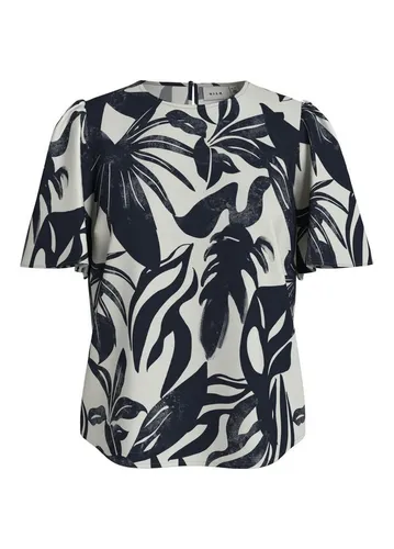 Vila Blusenshirt Blumenmuster, Rundhalsausschnitt, Kurzarm VILISA O-NECK 2/4 TOP/DFS
