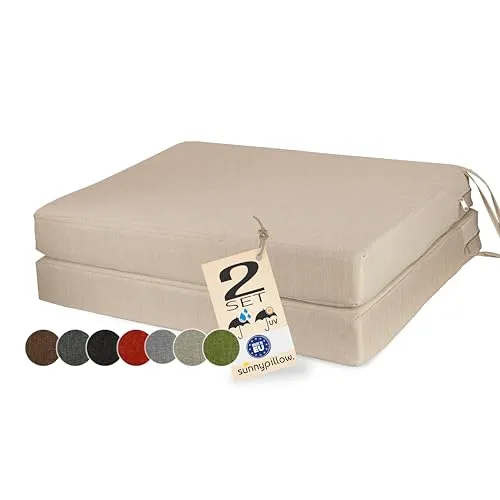 sunnypillow 2er Set Stuhlkissen 50 x 50 cm in beige von sunnypillow