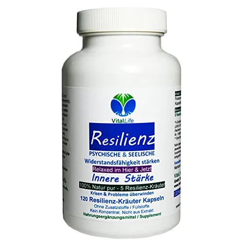 RESILIENZ & SELBSTBEWUSSTSEIN stärken + PSYCHISCHE Widerstandskraft & SEELISCHE Belastbarkeit fördern - Mentale ABHÄRTUNG - Mehr ERFOLG 120 Kapseln. NATUR pur. 27190-120