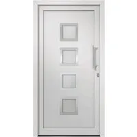 vidaXL Haustür Weiß 98x208 cm - Elegante Eingangstür mit 5-Punkt-Pilzstiftverriegelung für maximale Sicherheit. Inklusive hochwertigem Zubehör und isolierverglasten Fenstern für optimalen Wärmeschutz.
