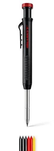 HASKYY Tieflochmarker Zimmermannsbleistift Set inkl. Minen, Spitzer