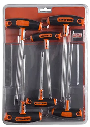 Bahco TORX®-Schlüsselsatz T-Griff lang 6-teilig - Schraubendreher-Sets mit langlebigen Stahl-TORX-Schlüsseln in den Größen T10 bis T40, ideal für präzise Schraubarbeiten.