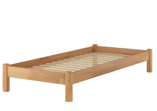 ERST-HOLZ Massivholzbett Schönes Buche Bett Massivholz 90 x 200 cm Jugendliche und Erwachsene, Buche farblos lackiert