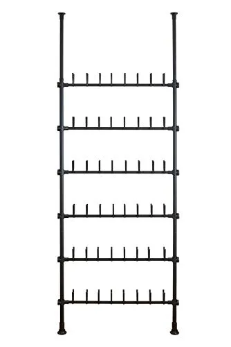 WENKO Teleskop-System Herkules Shoes Schwarz - Schuhablagen: Individuell verstellbares Regal für 48 Paar Schuhe, ideal für begehbare Kleiderschränke mit einfachem Aufbau ohne Bohren.