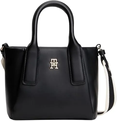 Tommy Hilfiger Damen Th Essential Mini Tote Aw0aw18371 Tragetasche in Schwarz - Stylische Mini Tote aus hochwertigem Material, ideal für den täglichen Gebrauch und perfekt für unterwegs. Ein Must-Have für modebewusste Frauen! Ideal für Handtaschen-Liebhaber.
