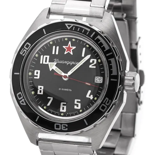 VOSTOK Komandirskie Automatik Taucheruhr Military 2416/650537 - Armbanduhr für Herren mit 20 ATM Wasserdichtigkeit, stoßfestem Gehäuse und leuchtenden Zeigern – ideal für Taucher und Militärliebhaber.