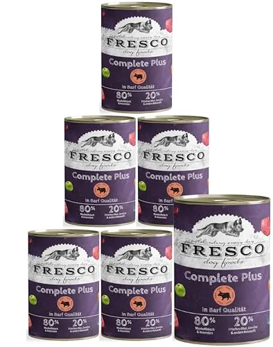 Fresco Complete Plus Rind 800 g - 6 Stück für Hunde - Hochwertiges Futter mit 32 % Rindfleisch, optimal für die tägliche Ernährung Ihres Hundes. Mit ausgewogenen Zutaten für eine gesunde und schmackhafte Mahlzeit.