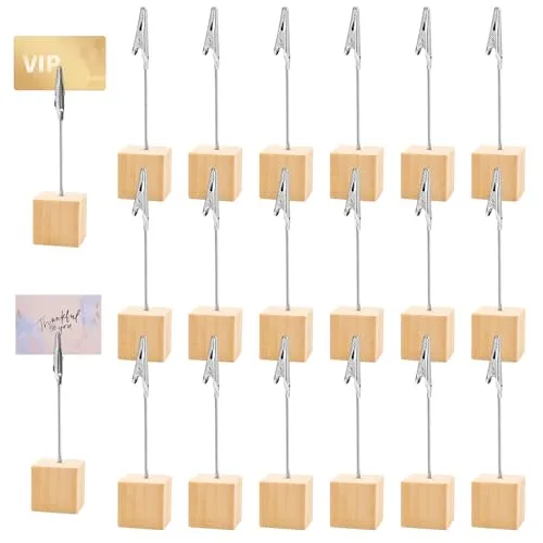 Fotohalter mit Klammern, 20 Stück Holz Memo Clip Halter, Postkartenhalter, Tischkartenhalter für Bilder, Karten und Hinweise, für Heimdekoration, Büro, Party