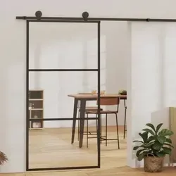 vidaXL Schiebetür aus ESG-Glas mit Aluminiumrahmen in grau von vidaXL