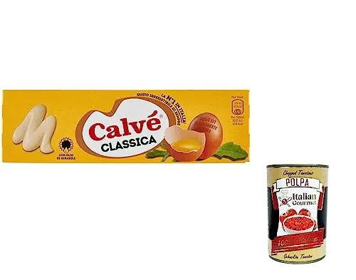 3x Calvé Classic Mayonnaise, 150 ml tube, mit Sonnenblumenkernöl, ideal für Sandwiches und Canapés, ohne Konservierungsstoffe und ohne Zucker, glutenfrei, vegetarisch + Italian Gourmet polpa 400g