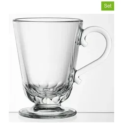 La Rochère Louison Glasbecher auf Fuß mit Henkel, 250 ml - Elegantes Design - Thermobehälter für stilvolle Momente, spülmaschinenfest und ideal für heiße Getränke. Der geschwungene Henkel und das dickwandige Glas sorgen für besten Komfort und ein französisches Flair.