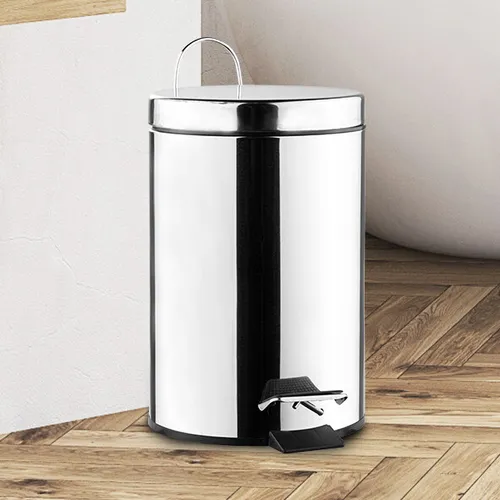 Treteimer 3L aus Edelstahl ca. Ø 17 x H 25cm Tret Eimer Badeimer Mülleimer neu